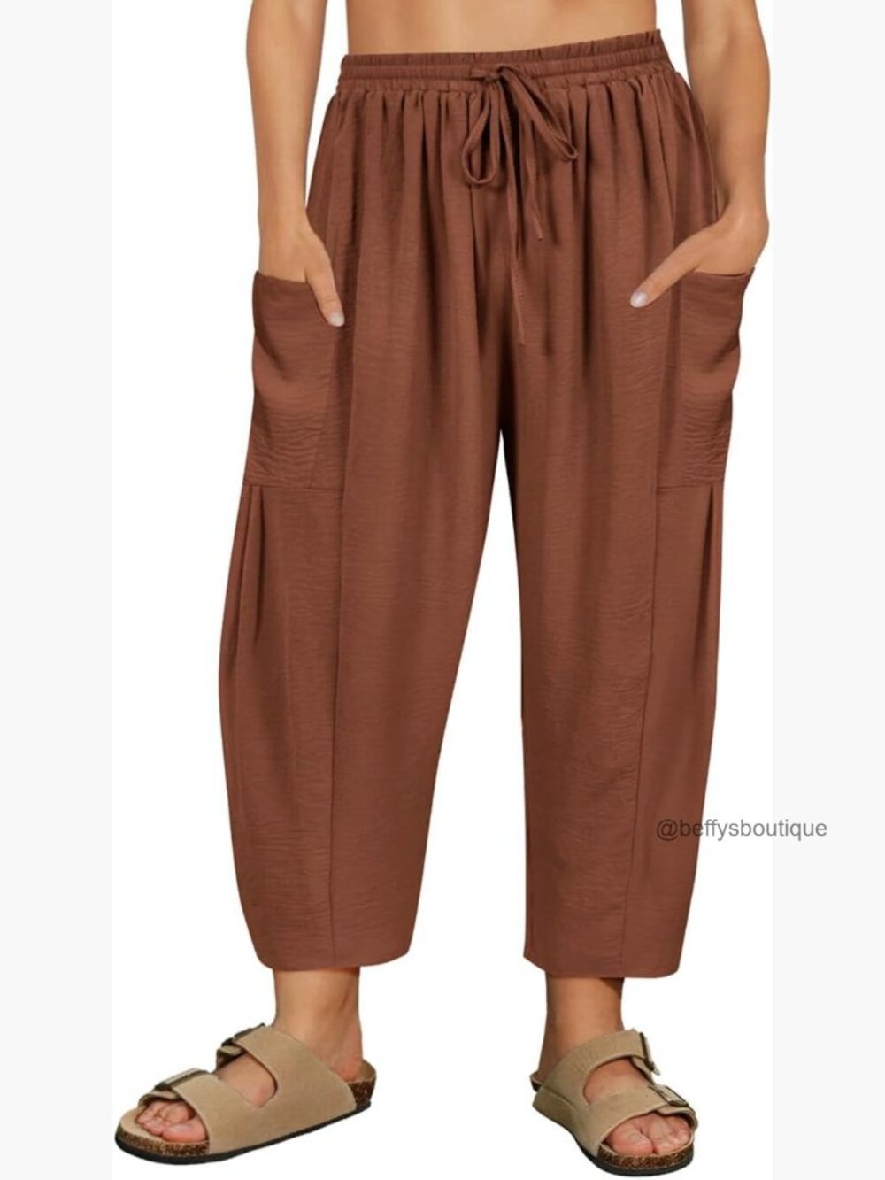 Plus Size Palazzo Harem Pants Drawstring Elastic Waist Wide Leg Ankle Pants